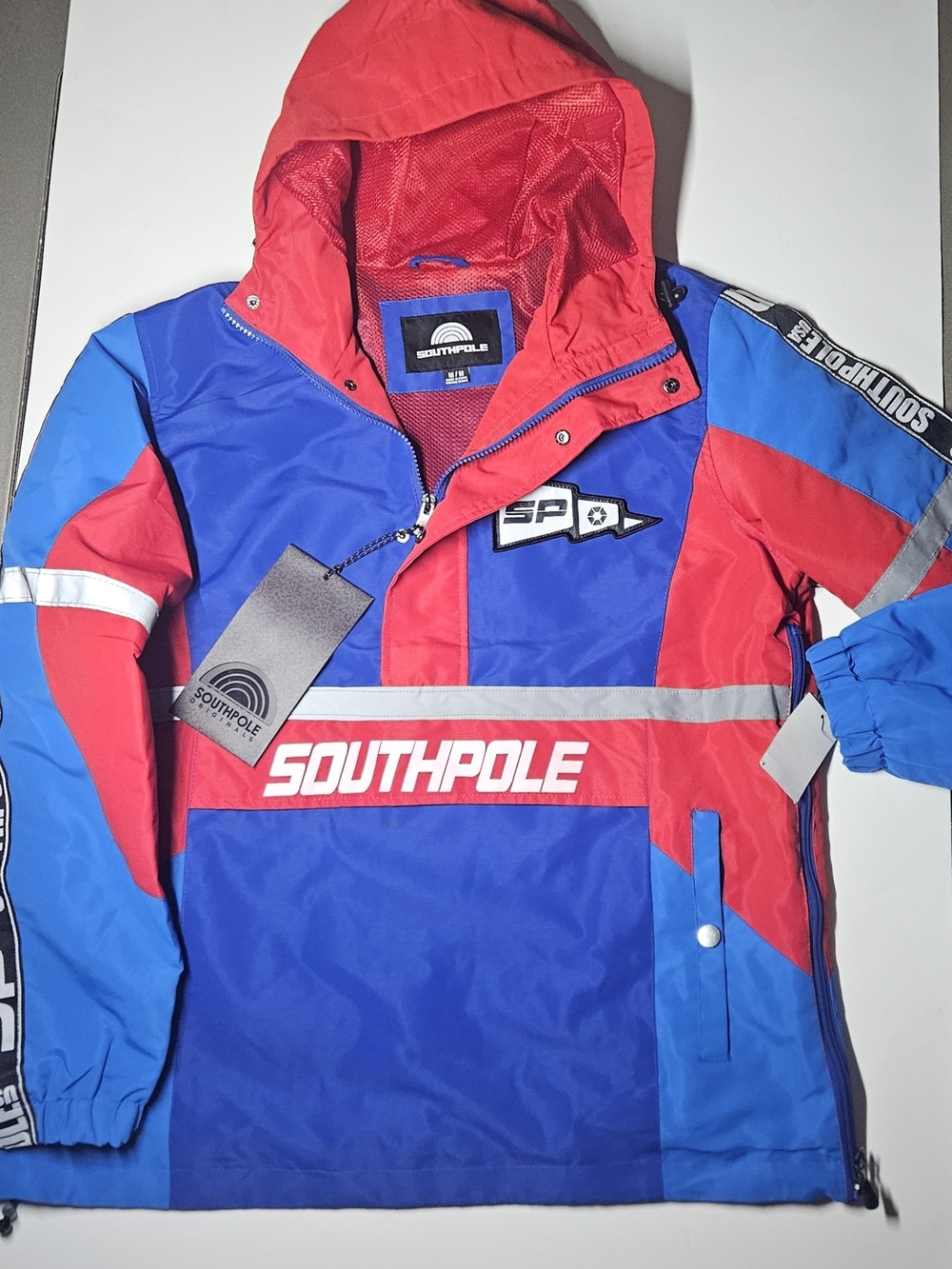 South Pole Kids' Red & Blue Colorblock Hooded Jacket
